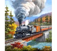 AHCMYK DIY Kit de Peinture Diamant pour Adultes - Train À Vapeur, 5D Broderie Diamant kit Complet perceuse Strass Broderie Point de Croix Art Toile décoration Murale 30x40cm