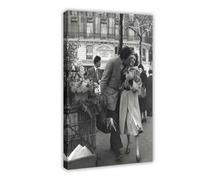 AhCor Poster sur toile Robert Doisneau The Bouquet of Daffodils Paris 1950 - Décoration pour chambre à coucher, bureau, chambre - Cadre cadeau - 30 x 45 cm