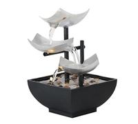 AHDFY 3 Couches Fontaine De Bureau D'IntéRieur - DéCor De Table Zen Moderne en MéTal - Cascade Ornements d'eau Courante,avec LumièRes LED Et des Petites Pierres,Interface USB, pour IntéRieur