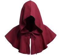 AHDMR Cape à Capuche Courte Halloween Manteau Cape du Faucheur Costume de Vampire Sorcier Magicien Médiévale Cape d'Halloween Déguisement Cosplay Masquerade Soirées Vénitienne Carnaval pour Adultes