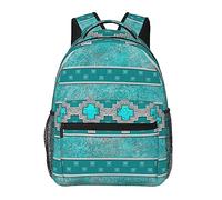 Ahdyr Adultes Léger Argent Santa Southwest Turquoise Western Lodge Art Sacs à Dos Grande Capacité Cartable avec Bretelles Réglables pour Trekking en Plein Air Vélo