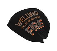 Ahdyr Bonnet tête de Mort pour Homme Soudage C'est comme Coudre avec Un Soudeur de feu Slouchy Beanie Chapeaux Chapeaux d'hiver légers en Tricot pour Unisexe Noir