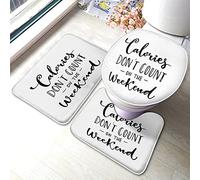 Ahdyr Citation inspirante Ensemble Calories Don't Count on The Weekend Funny Diet Saying Word salle3 pièces Tapis Couvercle de siège de Toilette Tapis antidérapant
