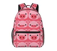 Ahdyr Cute Pig Face Pink Art Daypack Durable Polyester Anti Theft Multipurpose Bookbag Grande Capacité Gym Randonnée En Plein Air Sac À Dos Avec Bretelles Réglables