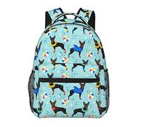 Ahdyr Daypack Bookbag Multipurpose Anti Theft Big Capacity Carry On Bag Holiday Pinscher Dog Swim Art Voyage Randonnée & Camping Sac à dos avec sangles rembourrées