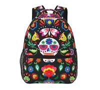 Ahdyr Daypack Bookbag Multipurpose Anti Theft Big Capacity Carry On Bag Mexican Sugar Skulls Day Of The Dead Flowers Art Travel Randonnée & Camping Sac à dos avec bretelles rembourrées