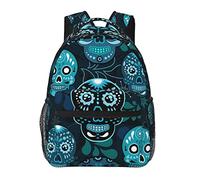 Ahdyr Daypack Sac à Dos Anti Vol Polyvalent Grande Capacité Cartable Grunge Mignon Crânes de Sucre Mexicains Jour des Morts Art Floral Sac d'Ordinateur d'Affaires avec Poches Latérales