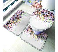 Ahdyr Ensemble de Tapis de Salle de Bain Wildflowers 3 pièces Fleurs aquarelles colorées Pavot Bleuet et Camomille Tapis de Bain en Forme de U Tapis de Sol et Couverture de Couvercle de Toilette