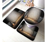 Ahdyr Ensembles de Tapis et Salle en nid d'abeille 3 pièces Nouvellement tirées Abeille à Miel Cire d'abeille sur Fond de Teint en Plastique Bain Contour en Forme de U d