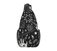 Ahdyr Eyes Moon Skull Cat Bat Snake Sling Backpack, Sac à bandoulière croisé léger pour femmes hommes, Sac à dos décontracté pour l'extérieur