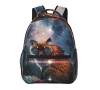 Ahdyr Galaxy Fox Art Daypack Durable Polyester Anti-Vol Multipurpose Bookbag Grande Capacité Gym Outdoor Randonnée Sac À Dos Avec Bretelles Réglables