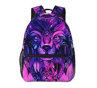 Ahdyr Galaxy Wolf Head Rose Art Sac à Dos Léger Anti-Vol Sac à Bandoulière Polyvalent Grande Capacité Voyage Randonnée Sac à Dos avec Bretelles Rembourrées