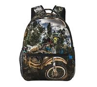 Ahdyr Hommes et femmes Polyester durable Motocross Sport Moto Véhicule Racing Art Sac à dos Grande capacité Cartable avec fermetures à glissière lisses pour grimper Pique-nique Vélo