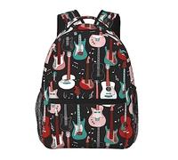 Ahdyr Hommes Femmes Durable Polyester Rock And Roll Guitares Art Daypack Bookbag Grande Capacité Sac à Bandoulière avec Bretelles Rembourrées pour Escalade Voyage Marche Cyclisme