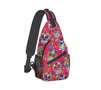 Ahdyr Hommes Sling Backpack Packable Respirant Épaule Poitrine Crossbody Bag The Dead Sugar Skull Anti Theft Multipurpose Rucksack Tote Bags Avec Bandoulière Réglable