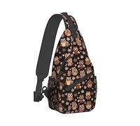 Ahdyr Hommes Sling dos Pliable Durable Épaule Sac À Bandoulière Chest Pack Mignon Hibou Drôle Hibou Marron Avec Des Fleurs Floral Art Anti Vol dos Polyvalent Avec Bandoulière Réglable