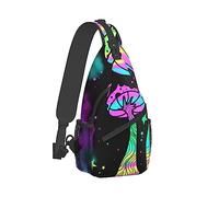 Ahdyr Hommes Sling dos Pliable Durable Épaule Sac À Bandoulière Poitrine Pack Trippy Champignon Espace Galaxy Art Anti Vol Polyvalent dos Avec Bandoulière Réglable