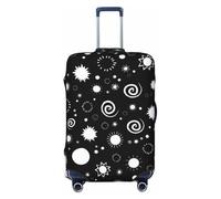 Ahdyr Housse de Protection pour Valise de Voyage, Sun Star Noir et Blanc, Anti-Rayures, Convient aux Bagages de 18 à 32 Pouces, Housses de Bagages pour Enfants et Adultes, Petite Taille