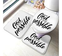 Ahdyr Motivation Citation Tapis de Bain Lot de 3 pièces Mot Tout est Possible Tapis de Salle de Bain Grand Tapis Couvercle de siège de Toilette Tapis antidérapant Tapis antidérapant