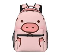 Ahdyr Piggy Cute Pig Cartoon Pattern Pink Daypack Backpack Durable Polyester Multipurpose Anti Theft Shoulder Bag Big Capacity Gym Outdoor Randonnée Sac à dos avec fermetures à glissière lisses
