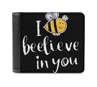 Ahdyr Portefeuille Homme Bee I Believe in You en Cuir, Format Voyage, Fin, avec Pince à Billets et 6 emplacements pour Cartes.