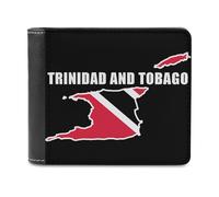 Ahdyr Portefeuille Homme en Cuir à Deux Volets avec Carte et Drapeau de Trinité-et-Tobago, Fin et élégant, doté d'une Pince à Billets et de 6 emplacements pour Cartes.