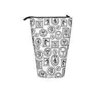 Ahdyr Portraits d'animaux Noir Blanc Porte-Crayon télescopique Organisateur Debout Pochette à cosmétiques Trousse de Maquillage Papeterie étui à Stylo