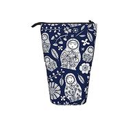 Ahdyr Poupée Russe et Fleurs Pochette à Crayons télescopique Porte-Stylo Debout étui de Papeterie rétractable avec Sacs Portables Bureau