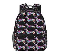 Ahdyr Prismatique Triangulaire Teckel Chien Art Sac À Dos Durable Polyester Anti Vol Polyvalent Bookbag Grande Capacité Ordinateur Portable Livre Sac À Dos Avec Poches Latérales