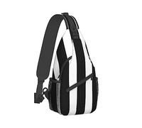 Ahdyr Sac à bandoulière pour homme dos pliable respirant bandoulière poitrine dos noir rayures blanches Art anti-vol dos polyvalent sacs fourre-tout bandoulière