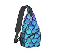 Ahdyr Sac à bandoulière pour homme femme multifonction antivol cartable dos de voyage dos dos dos, mer bleu sirène écailles Art épaule sac à bandoulière poitrine pack