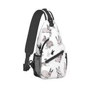 Ahdyr Sac à bandoulière pour hommes dos pliable respirant poitrine fronde épaule sacs à dos sacs drôle lapin Art polyvalent anti-vol dos dos