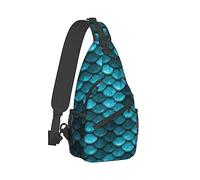 Ahdyr Sac à bandoulière pour hommes dos pliable respirant poitrine fronde sacs à dos à bandoulière sacs bleu sirène écailles de poisson Art polyvalent anti-vol dos dos