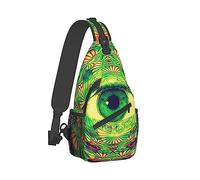 Ahdyr Sac à bandoulière pour hommes dos pliable respirant poitrine fronde sacs à dos à bandoulière sacs Peeping Eye Trippy Art polyvalent anti-vol dos dos