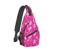 Ahdyr Sac à bandoulière pour hommes dos Pliable Respirant Poitrine Sling Sacs à dos d'épaule Sacs Rubans de cancer du sein Rose Art Polyvalent Anti-vol dos dos