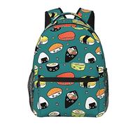 Ahdyr Sac à dos Anti-vol polyvalent grande capacité sac à main japon Sushi Kawaii Art voyage & Camping sac à dos avec poches latérales