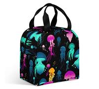 Ahdyr Sac à lunch isotherme coloré méduse rougeoyante sacs fourre-tout réutilisables avec poche et poignée pour hommes femmes travail pique-nique voyage bureau plage