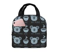Ahdyr Sac fourre-tout à déjeuner réutilisable, mes jeux de mots sont Koala Tea, sac à déjeuner isolé, boîte à déjeuner isotherme Durable