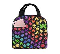 Ahdyr Sac fourre-tout à déjeuner réutilisable, sac à déjeuner isolé coloré de sensibilisation à l'autisme, boîte à déjeuner isotherme Durable