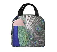 Ahdyr Sac fourre-tout à déjeuner réutilisable, sac à déjeuner isolé de paon de beauté animale, boîte à déjeuner isotherme Durable