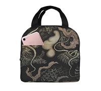 Ahdyr Sac fourre-tout à déjeuner réutilisable Twin Dragons Chine Japon Cluture Sac à déjeuner isolé Boîte à déjeuner isotherme durable