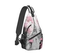 Ahdyr Sling Backpack Travel Randonnée Daypack Paris-Eiffel-Tower-Rose-Floral Rope Crossbody Shoulder Bag