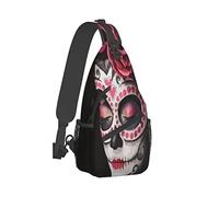 Ahdyr Sling Backpack Voyage Randonnée Daypack Day-Of-The-Dead-Sugar-Skull Corde Crossbody Sac à bandoulière