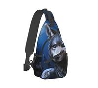 Ahdyr Sling Backpack Voyage Randonnée Daypack Wolf-Goodnight-Moon Corde Crossbody Sac à bandoulière