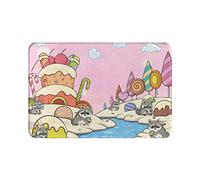 Ahdyr Sol d'intérieur et d'extérieur Candy Raccoon Dirt Trapper Paillasson Sol Super absorbants Sol en Microfibre résistant aux Taches 23,6 x 15,8 Pouces pour Bureau, Garage, BL