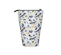 Ahdyr Squelette de Dinosaure et fossiles Debout Pochette à Crayons en Toile télescopique avec Fermeture à glissière Papeterie étui à Crayons pour Filles Femmes garçons