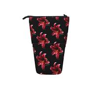 Ahdyr Stargazer Lily Black Trousse à Crayons télescopique Organisateur Debout Pochette à cosmétiques Trousse de Maquillage Papeterie Étui à stylos