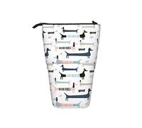 Ahdyr Trousse à Crayons Teckel Chien enfantin Boho Blanc Stylo Support télescopique Papeterie Support de Rangement Pochette Fournitures Scolaires pour étudiant Artiste Bureau infirmière