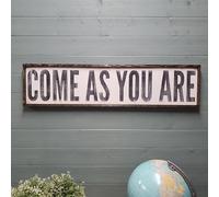 AHEE Plaque vintage en étain avec inscription « Come As You Are », cadeau de pendaison de crémaillère, plaque en étain extra large, 10,2 x 40,6 cm