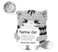 AHEJIOO Mini animal et pièces porte-bonheur au crochet positif, motif de chat et de pièces de monnaie, pomme de terre positive, cadeau de soutien émotionnel, poupée en tricot inspirante faite à la